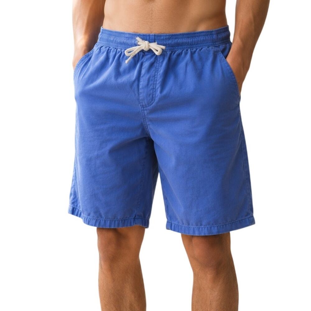 City Streets Blue Cotton Drawstring Bermuda Shorts Mens Size Small